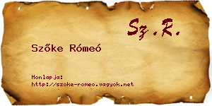 Szőke Rómeó névjegykártya